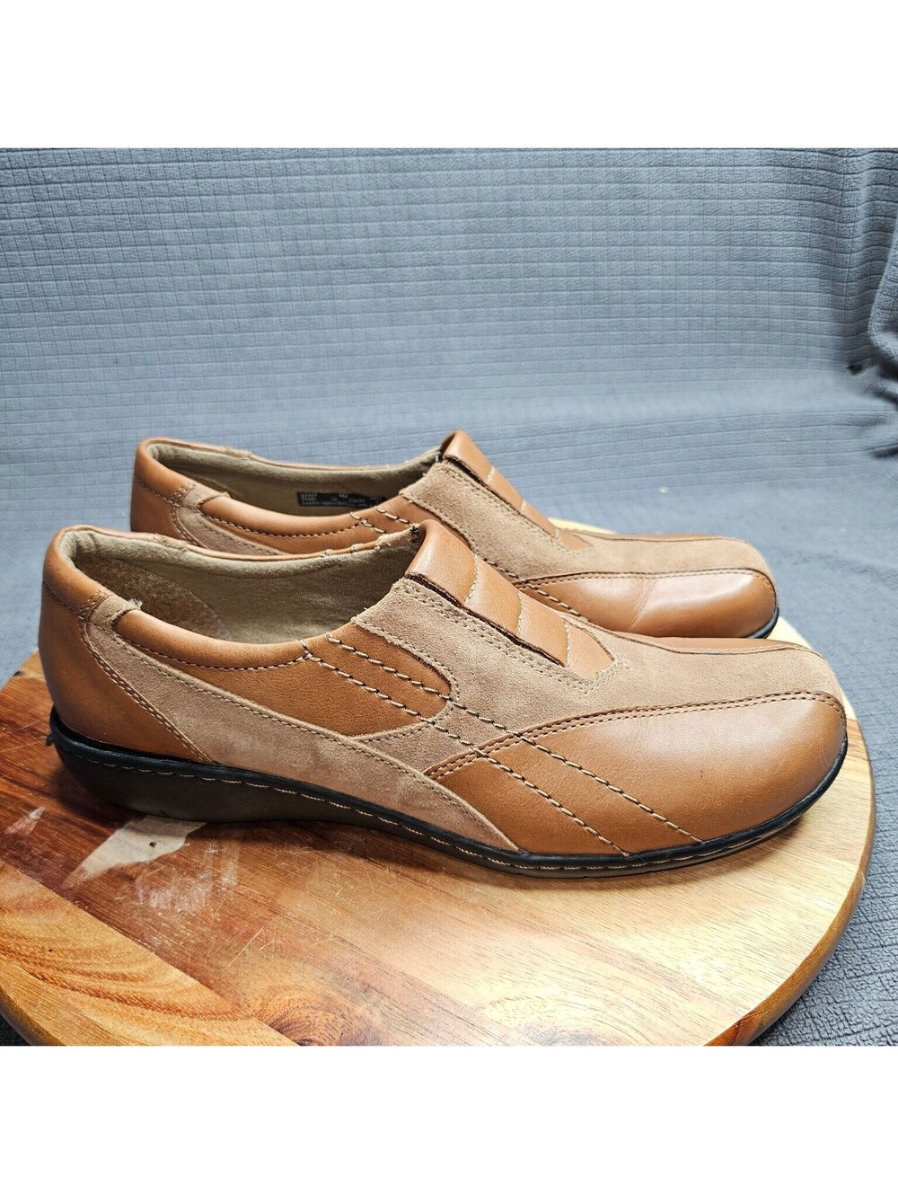 Clarks Bendables Flats Women's Brown 9M Leather Suede Slip-On Comfort Shoes